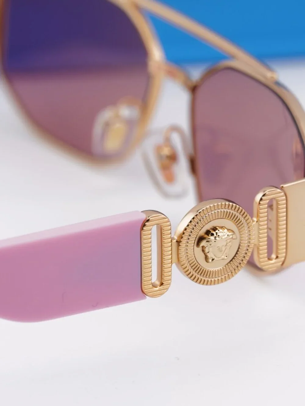Versace Kids VK2003 10029L Rectangle Sunglasses - Pink/Gold / Pink Mirror